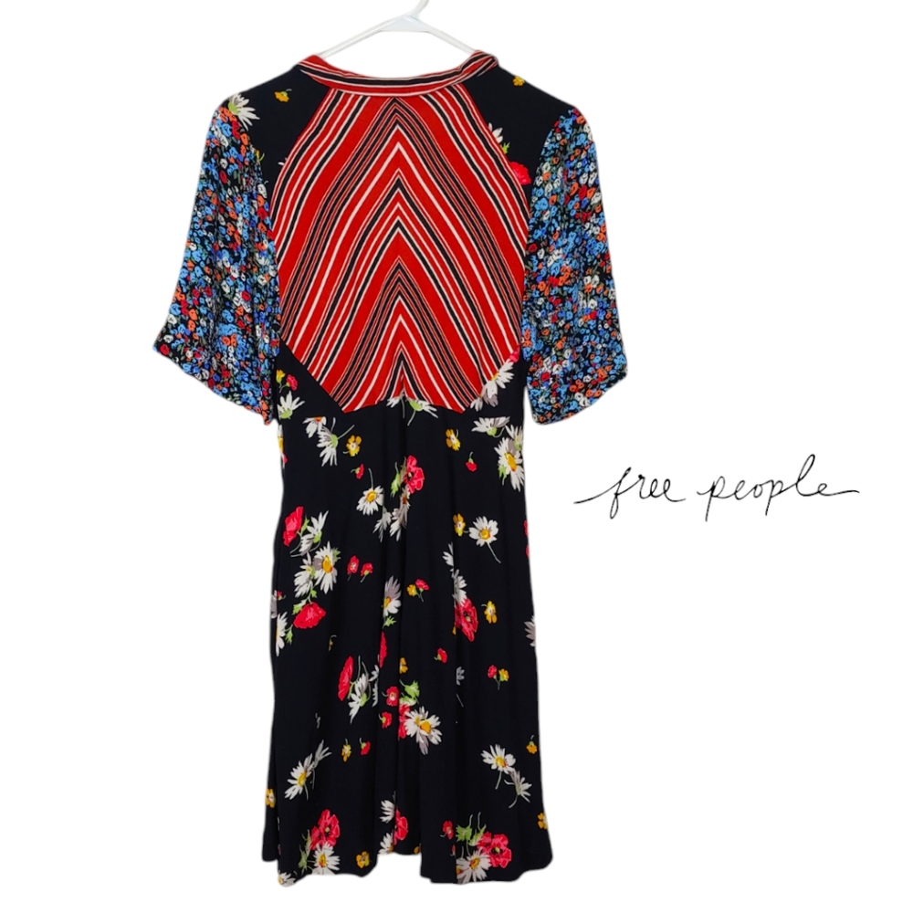 Free People Multicolor Floral and Stripe Mini Dress - Picture 8 of 15